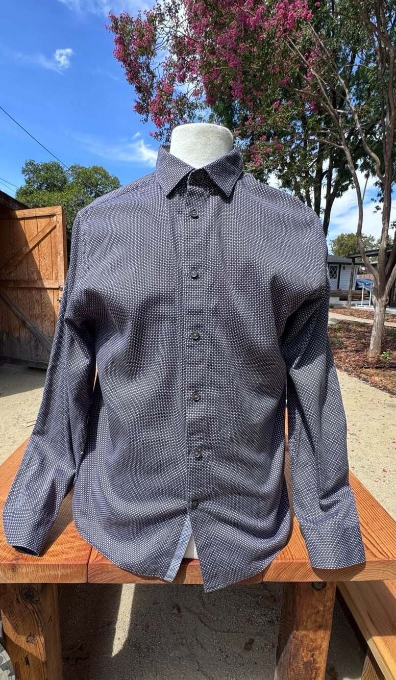 Ted Baker London Mens Geometric Micro-Pattern Long Sleeve Button Up Shirt Size 6